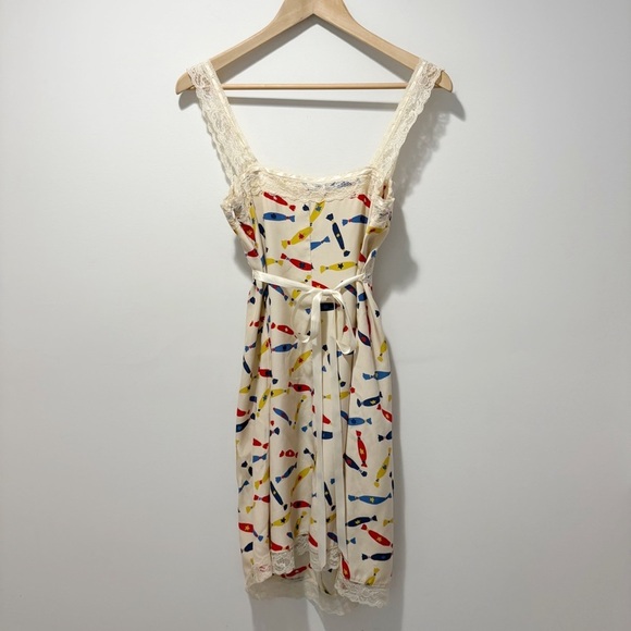 Betsey Johnson Vintage Y2K Candy Print 100% Silk Slip Dress Size 6 Babydoll - Picture 2 of 16